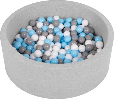 Zdjęcie produktu dla Selonis suchy basen okrągły z piłeczkami 6cm jasnoszary: szary-biały-babyblue 90x30cm/200piłek zabawka basen piankowy