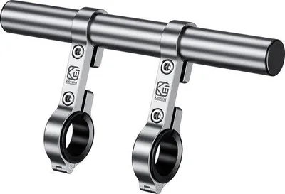 Image de Rallonge de guidon en aluminium pour vélo et moto, rallonge de guidon à double articulation pour guidons de 0,8 pouce, 1 pouce et 1,26 pouce de diamètre, couleur argent