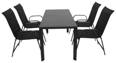 Produktbild von Garnitur Sitzgruppe 5-teilig, Aluminium, Kunstgewebe schwarz
