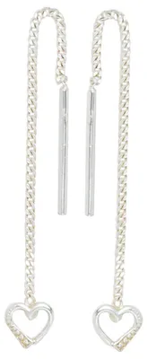 Produktbild von Durchzieher Ohrhänger Herz aus 925 Silber Ohrschmuck rhodiniert Damen