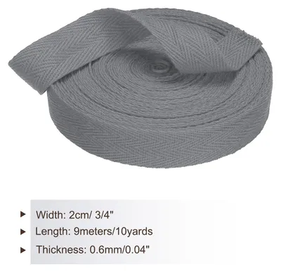 Produktbild von Baumwollband Baumwolle Gurtband 20mm x 9m, Schr?gband Baumwoll Nahtband K?perband Saumband Einfassband Stoffband Webband zum N?hen fš¹r DIY Basteln Stricken Verpackungen, Dunkelgrau