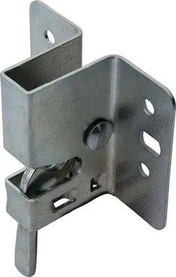 A metal latch mechanism on a white background.