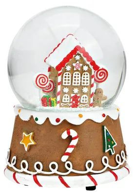 Productafbeelding van Speeldoos/sneeuwbol peperkoekhuisje van poly bruin (B/H/D) 10x15x10cm
