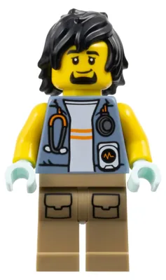 Produktbild von LEGO Minifigur City Jungle Explorer - Sand Blue Jacket, Stethoscope (cty1776)