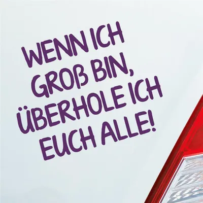 Produktbild von Auto Aufkleber Wenn ich groß bin, überhole ich euch alle! 12x9 cm Lila Sticker Heckscheibenaufkleber