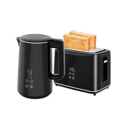 Produktbild von Wasserkocher Toaster Set mit 1,5L Wasserkocher und 2 Toastscheiben Frühstücksset 2200W Schwarz