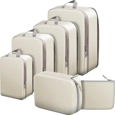 Produktbild von Famanu Koffer Organizer 6-teiliges Set - Beige, ultraleicht, wasserabweisend