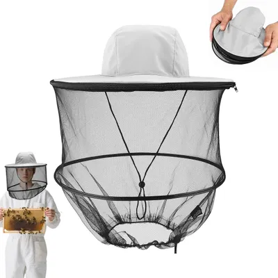 Produktbild von Insektenhut mit Moskitonetz – Mückenhut mit breiter Krempe – 360° Insektenschutz – faltbar&verstellbar – für Garten, Wandern, Camping & Angeln – grau