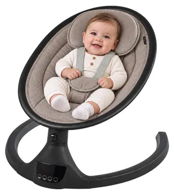 Produktbild von Born Lucky Elektrische Babywippe Rocco Sienna – Babyschaukel mit mehreren Geschwindigkeiten, Melodien, Bluetooth, Fernbedienung und Spielbügel