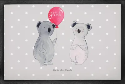 Produktbild von Mr. & Mrs. Panda Schmutzfänger Koala Luftballon 50 x 75 cm - Grau Pastell - Geschenk, Party, Fussmatte, Schmutzfangmatte, Geburtstag, fußmatte, bodenmatte, Schmutzmatte