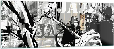 Produktbild von Bilder auf glas - Jazz Musik Musiker - 140x50cm - Glasbilder - Wandbilder - Kunstdruck - zum Aufhängen bereit - Wanddekoration aus Glas - Glas Bilder - Wandbild auf Glas - Einteilig - GAB140x50-3792