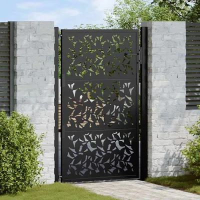 Produktbild von "2026 Promotion" Gartentor Schwarz 100x150 cm Stahlblatt-Design - Gartentore CC25252