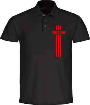 Produktbild von multifanshop Poloshirt - Freiburg - Streifen, schwarz, Größe 3XL