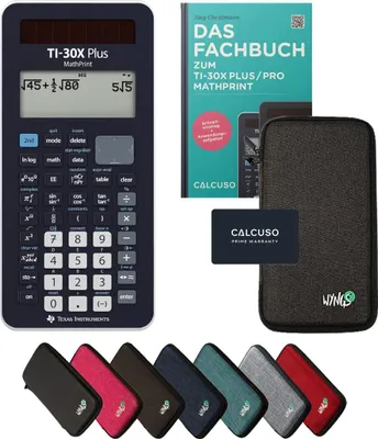 Produktbild von TI-30X Plus MathPrint inkl. Schutztasche Dunkelgrau & Fachbuch (132 Seiten, DIN A5) – Wissenschaftlicher Rechner – Smart Set