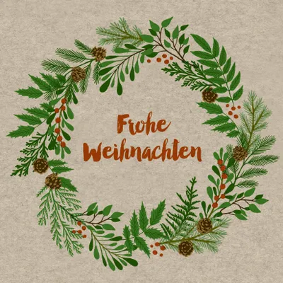 Produktbild von Naturals Serviette 25x25cm - Weihnachtskranz 2-lagig 25Stk