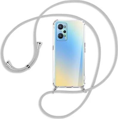 Produktbild von Handykette Backcover-Schutzhülle mit Band (Metall silberfarben) für Realme GT Neo2 - silbergrau