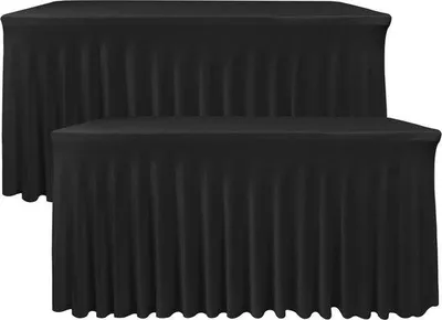 Produktbild von Famanu Tischrock Elegante schwarze Ausführung - 2 Stück - 182 x 76 cm