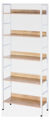 Produktbild von Standregal Bücherregal Metallregal Küchenregal Treppenregal Leiterregal Stufenregal Aufbewahrungsregal 5 Ablagen Metall+MDF 60x27,5x160CM