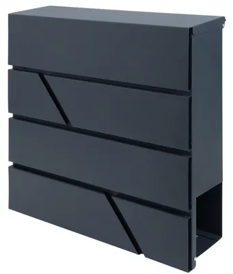 Produktbild von Briefkasten Wandbriefkasten mit Zeitungsfach schwarz matt verzinkter Stahl wetterfester Postkasten Gummipuffer Belüftungslöcher 2 Schlüssel OSLO