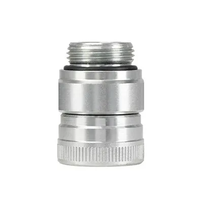 A product shot of a silver metal fitting against a white background.