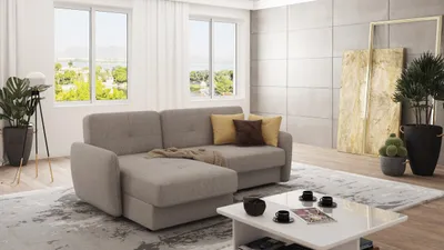 Produktbild von S-STYLE MÖBEL - Modernes Ecksofa Lento mit Ottomane und Schlaffunktion aus Dunkelbeige Luxusmicrofaser - Ottomane links, B/T/H: 232 cm/ 147 cm/ 83 cm