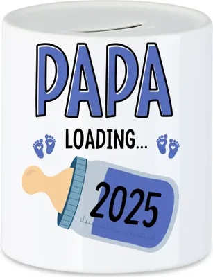 Produktbild von Papa Loading 2025 Spardose Geschenk Werdende Väter Babynews mit Ladebalken Schwangerschaft Geschenkidee