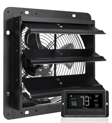 Immagine prodotto di Ventilatore di scarico VEVOR, 254 mm, regolatore temperatura-umidità, motore EC, 843 CFM, ventilatore a parete con controllo della velocità per montaggio a parete, ventilazione e raffreddamento per serre, garage, capannoni