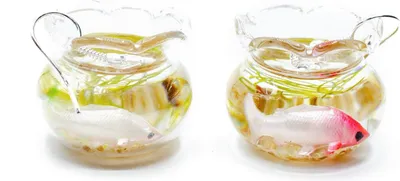 Produktbild von Goldfischglas Ohrringe Miniblings Hänger Goldfisch Fisch Aquarium gewellter Rand