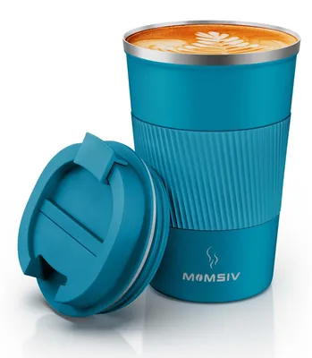 Imagen del producto de Taza aislante para café con tapa a prueba de fugas, 380 ml
