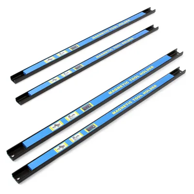 Zdjęcie produktu dla Wiltec listwa magnetyczna zestaw 4 uchwytów narzędziowych 61cm ze stalowej szyny jako uchwyt ścienny do warsztatu do montażu na ścianie listwa magnetyczna narzędziowa ścienna