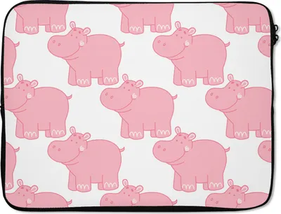 Produktbild von MuchoWow® Laptop Hülle 15 Zoll Nilpferd - Rosa - Mädchen - Kind - Muster Laptoptasche - Laptoptasche - Sleeve - Rundum-Schutz