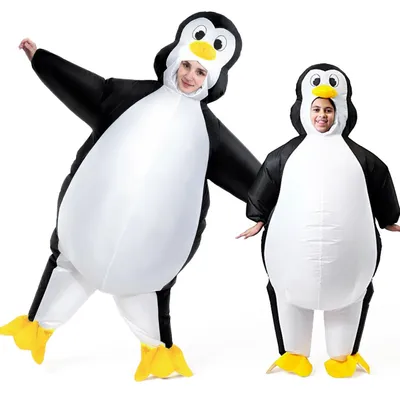 Produktbild von Spooktacular Creations Aufblasbares Kostüm, Pinguin, aufblasbar, Deluxe-Halloween-Kostüm, Erwachsenengröße (1,5 m bis 1,8 m), Weiß – Größe Einheitsgröße