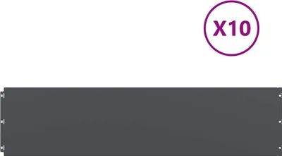 A dark gray, rectangular product, likely a garden edging or border, is shown horizontally against a white background. A purple circle with 'X10' inside is in the top right corner.