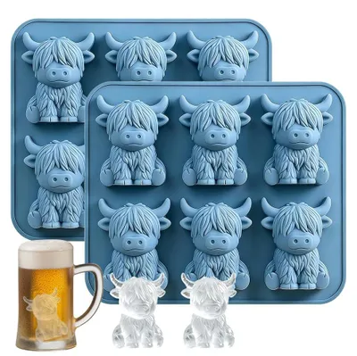 Eiswürfelform Highland Kuh 3D, Silikon, 2er-Set