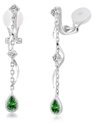 Produktbild von Ohrclip mit Mondstein Anhänger, Silber 925, Zirkonia, für Damen