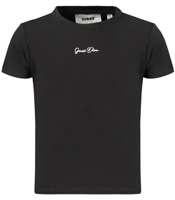 Produktbild von Schwarzes Mädchen T-Shirt mit Logo-Stickerei und Rundhals