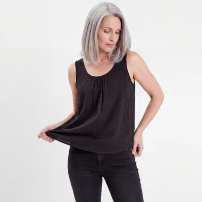 Produktbild von Trägertop Sommer Shirt Innentop blickdichtes Leinenoptik Oberteil 36-48 Damen