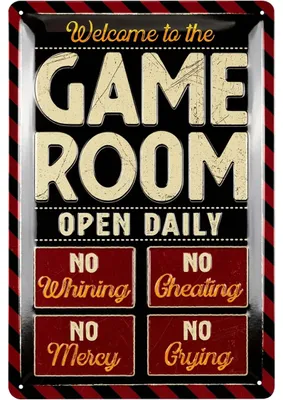 Produktbild von Retro Blechschild Game Room Deko, Zocker Geschenke für Männer, lustige Gaming Deko als Dart Geschenk- für Pub und Dartkeller, 20x30cm
