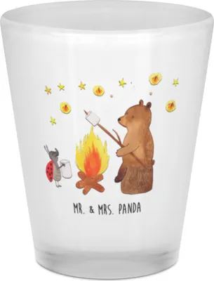 Produktbild von Mr. & Mrs. Panda Gläschen Bär & Marienkäfer Lagerfeuer - Transparent - Geschenk, Shot Glas, Schnapsglas, Shotglas, Stamper, Pinnchen, Stamperl, Teddy