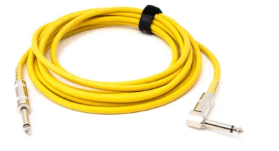 Produktbild von Audio Kabel 450 cm 6.35 mm Klinke Stecker zu Stecker Winkel AUX Gelb | System-S