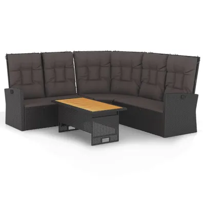 Image de vidaXL Ensemble salon de jardin 2 pièces avec coussins noir Poly rotin