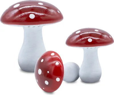 Produktbild von 1.05 Fliegenpilz aus Keramik mit glasiertem Dach - 3er Set / 1x 17 cm + 2x 13 cm - Deko Pilze (1x groß + 2x klein)