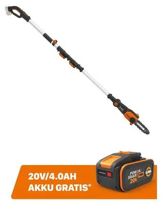 Produktbild von WORX WG349E.9, 20 cm, 1,092 mm, 5 m/s, 76,2 / 8 mm (3 / 8"), Schwarz, Orange, Akku