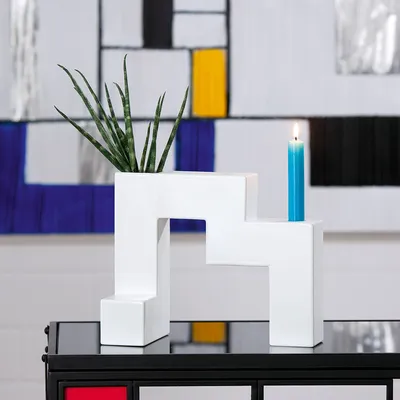 Produktbild von GILDE Kerzenleuchter Vase Patras - Keramik - geometrische Form - matt weiß - Höh