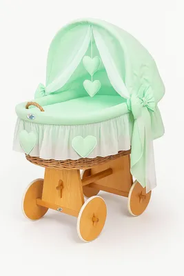 Immagine prodotto di MY SWEET BABY Lettino per bambini in fibra naturale verde menta con baldacchino e materasso PREMIUM