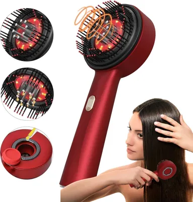 Produktbild von Elektrischer Kopfmassagegeräte, Haarbürste, Kopfhaut Massagebürste, Rotlicht Haarmassagebürste, 3 Modi, Ölspender für Haare, 360° Knetmassage