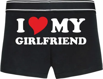 Produktbild von Boxershorts - Mann - Boxer-0070-man-black-h-M - schwarz - M - hinten - I Love my Girlfriend - lustiges Motiv - Spruch - Unterwäsche - Unterhose - Freizeit - lustig
