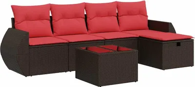 Immagine prodotto di vidaXL set di divani da giardino a 6 pezzi con cuscini in rattan marrone