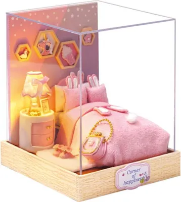 Image de Habarri | Maison Miniature - DIY Maison de Poupées - Maison en Bois avec Meubles et éclairage LED - Cadeau pour Enfants - Matin Joyeux