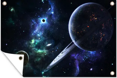 Produktbild von MuchoWow® 120x80 cm Outdoor-Poster Gartendeko Sichtschutz Garten Poster für den Garten  Planeten - Sterne - Galaxie